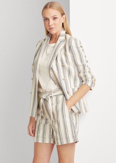 Women's Ralph Lauren Striped Linen Twill Blazers | 218534LYI